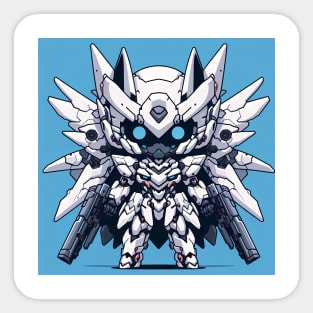 Chibi Mecha Kitsune In White Armor Sticker